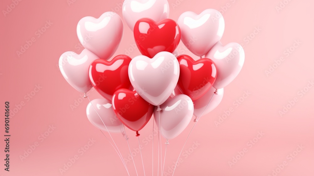 heart shaped pink and red balloons Valentine's Day Background 