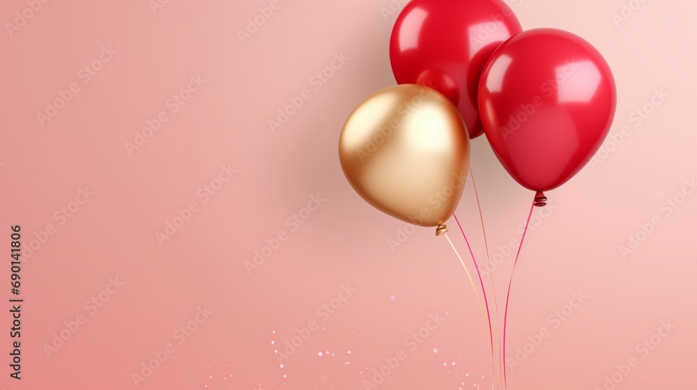red and gold balloons Valentine's Day Background 