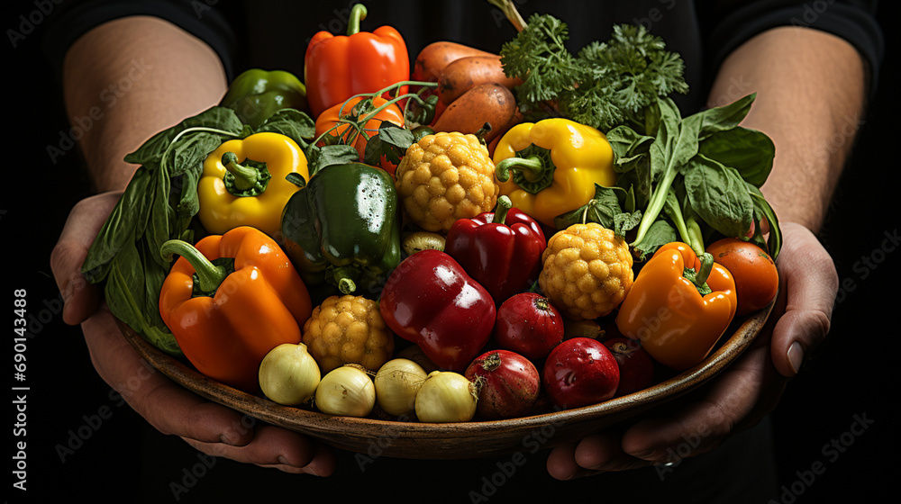 Fototapeta premium Human hand holding vegetables