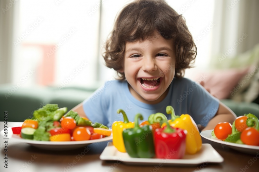child enjoying a plate of stuffed bell peppers child enjoying a plate of stuffed bell peppers