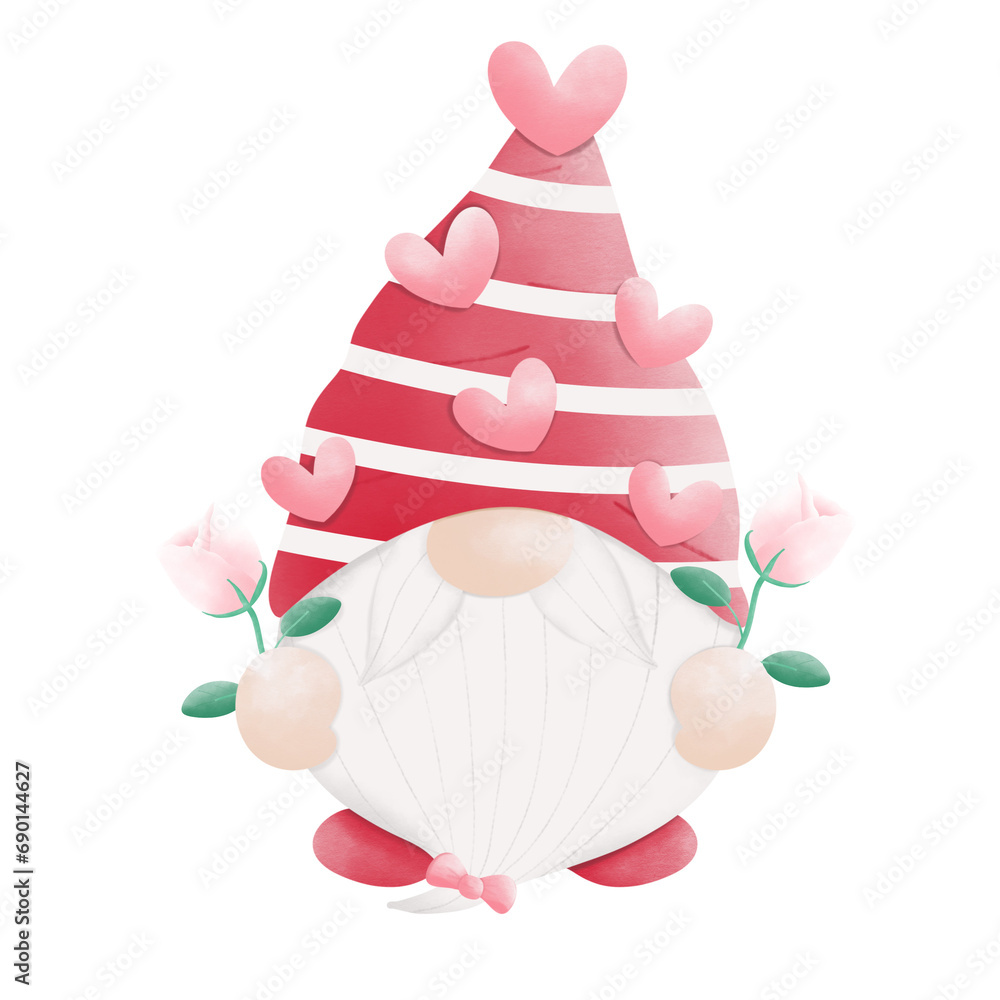 valentine gnome wearing red hat