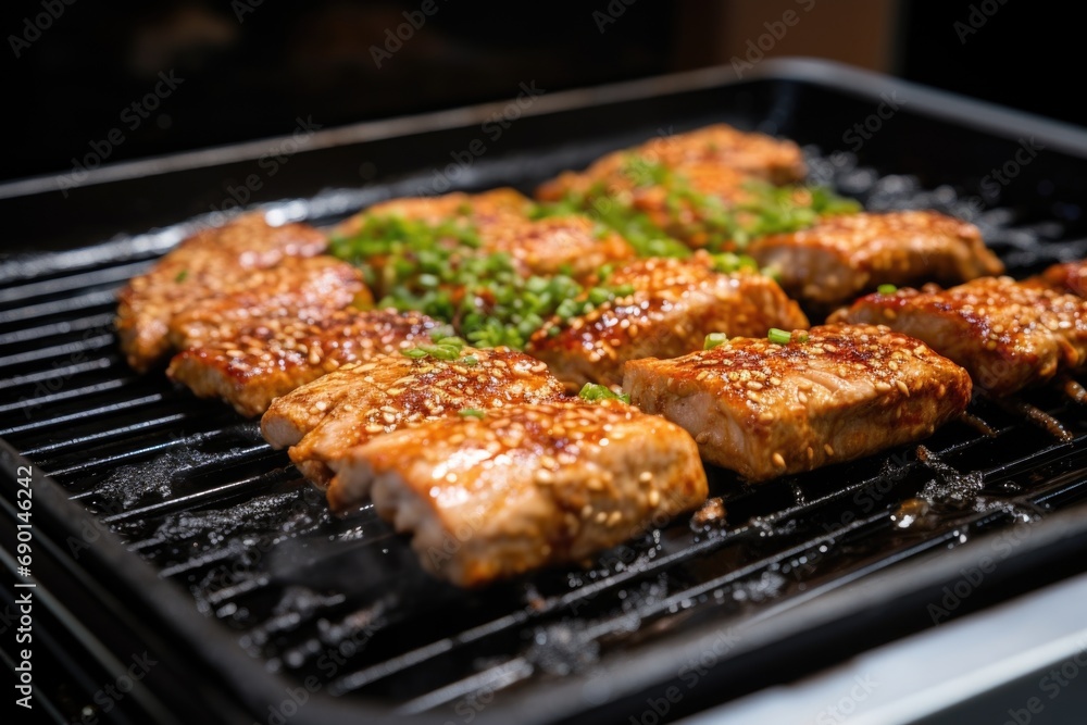 view of tofu steak being glazed