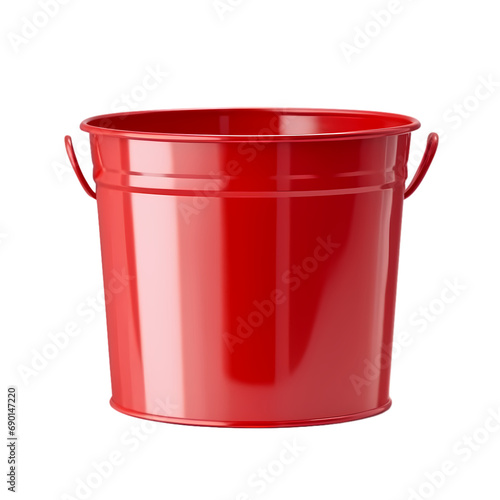 Red metal bucket isolated on transparent background