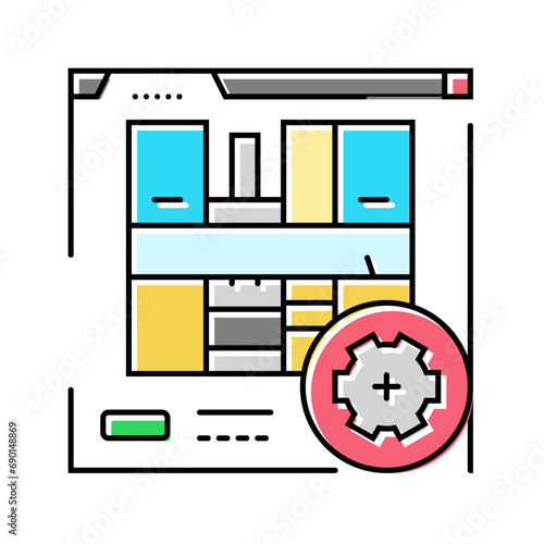 kitchen redesign interior color icon vector. kitchen redesign interior sign. isolated symbol illustration
