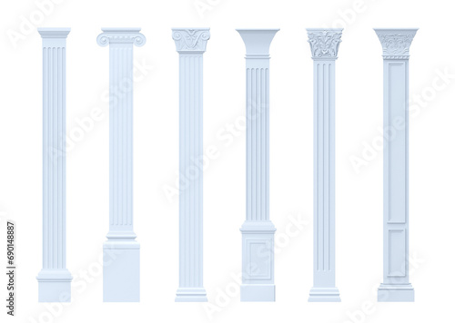 Set of different classic arched columns pilasters photo