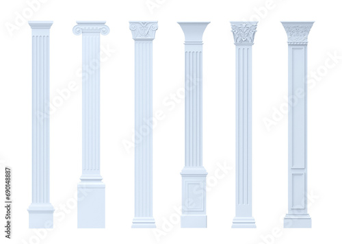 Foto Set of different classic arched columns pilasters