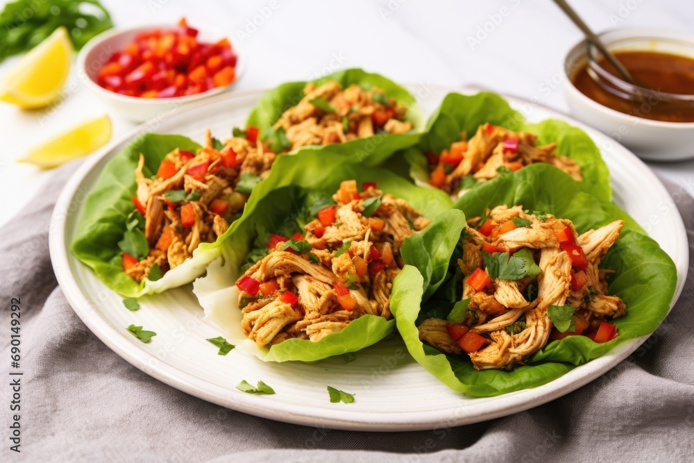 ready-to-eat turkey lettuce wraps on a plate ready-to-eat turkey lettuce wraps on a plate