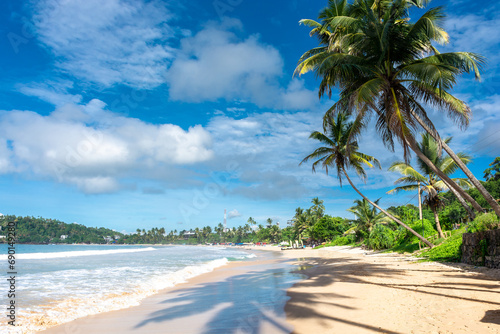 Beautiful Indian Ocean coastline on the island of Sri Lanka, Mirissa.