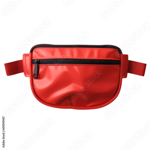 Red waist bag isolated on transparent background