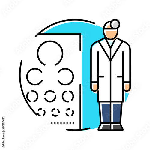 ophthalmic technician eye chart color icon vector. ophthalmic technician eye chart sign. isolated symbol illustration