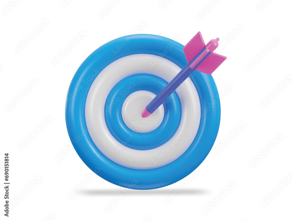 3d dart board for target with bullseye arrow icon
