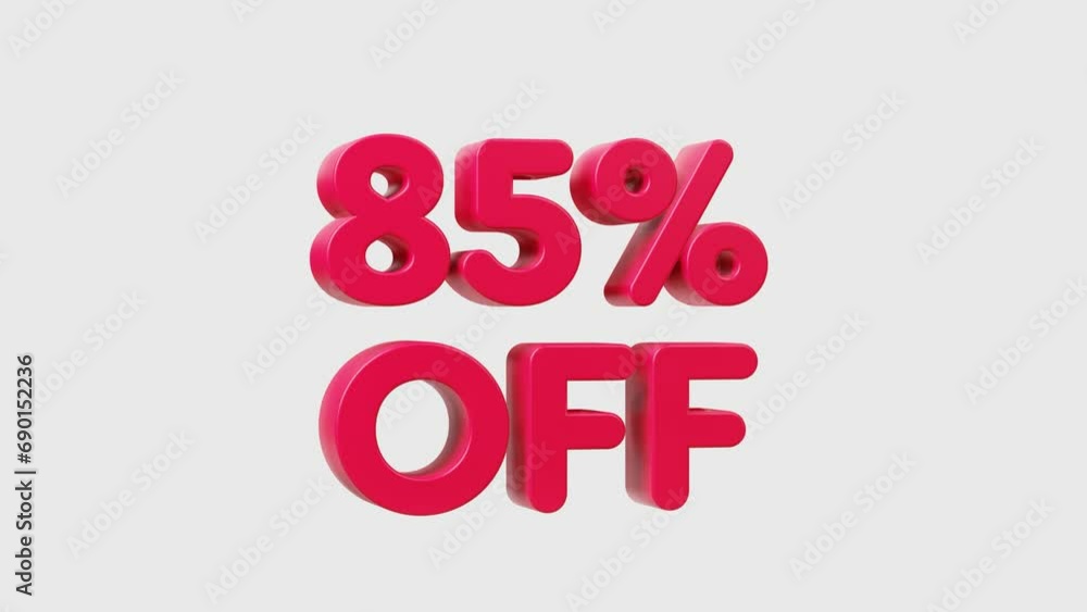 Animated 85% Off percent. isolated. Transparent backgound. 3d rendered movie with alpha channel. Animated 85% Off percent. isolated. Transparent backgound. 3d rendered movie with alpha channel.