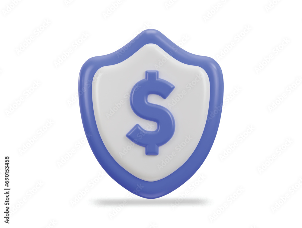 3d protect shield with dollar sign finance security vector icon illustration 3d protect shield with dollar sign finance security vector icon illustration