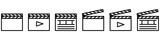 Set of film Klappe icons. Vector illustration
