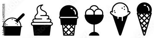 set of ice cream icons, such as parfait, frozen yogurt, ice cream sundae, vanilla, chocolate photo