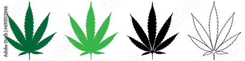 Black and white sketch of a marijuana leafs