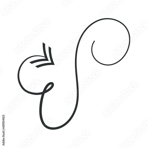 Arrow in hand sketched design. A hand-drawn masterpiece feature a sleek black arrow, skillfully employed to convey a sense of direction within the artwork. Vector illustration.