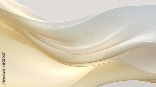soft white silk floating in waves on a white background
