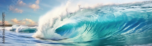 Big blue waves crashing over the ocean