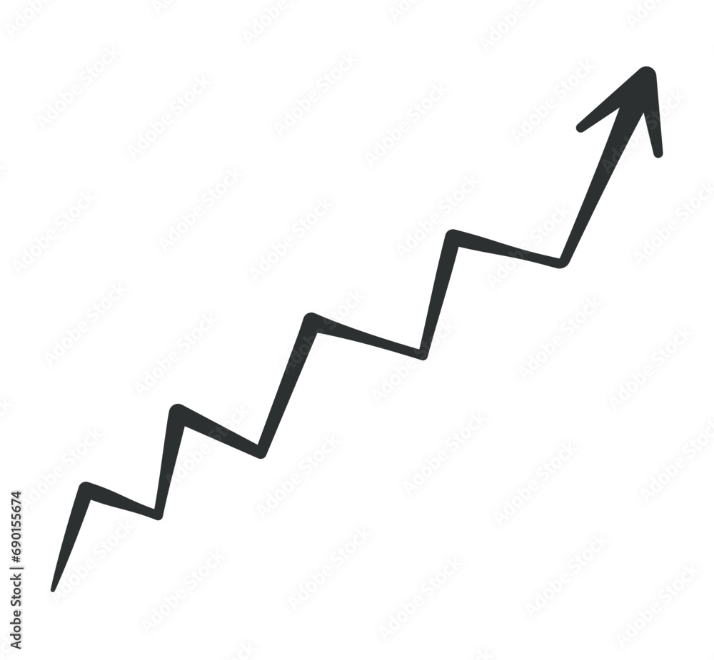 Arrow in hand sketched design. This hand sketch design enhanced by a black zig zag arrow, adding sophistication to the overall composition. Vector illustration. Arrow in hand sketched design. This hand sketch design enhanced by a black zig zag arrow, adding sophistication to the overall composition. Vector illustration.