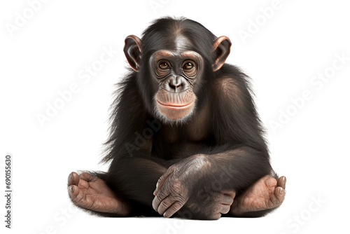 Chimpanzee Isolated on Transparent Background. Ai