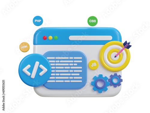 3d programming icon symbol of software and web development vector illustration