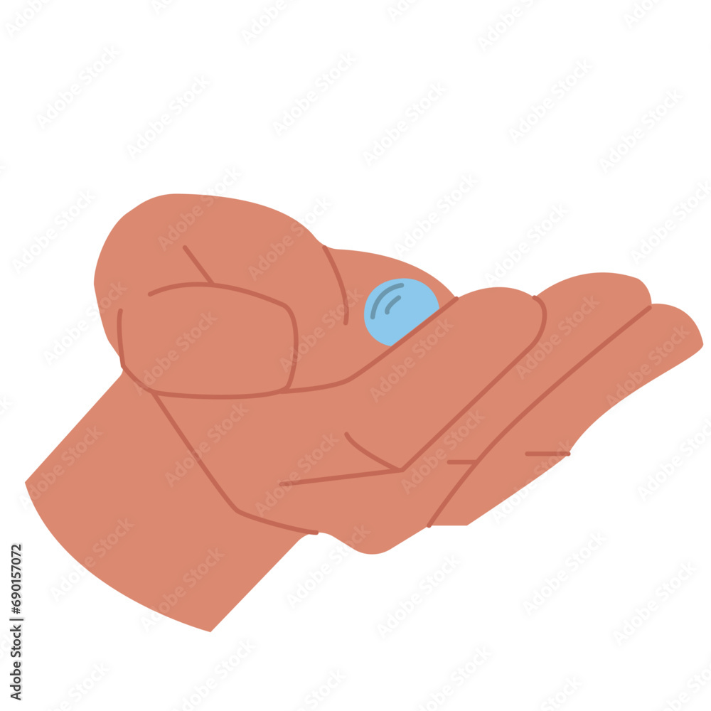 Blue pearl in hand isolated on white background Blue pearl in hand isolated on white background