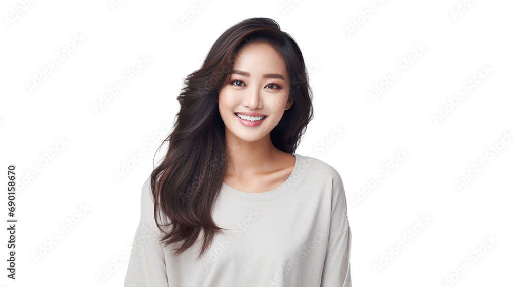 Studio portrait of a smiling asian woman isolated on white background, transparent cutout Studio portrait of a smiling asian woman isolated on white background, transparent cutout