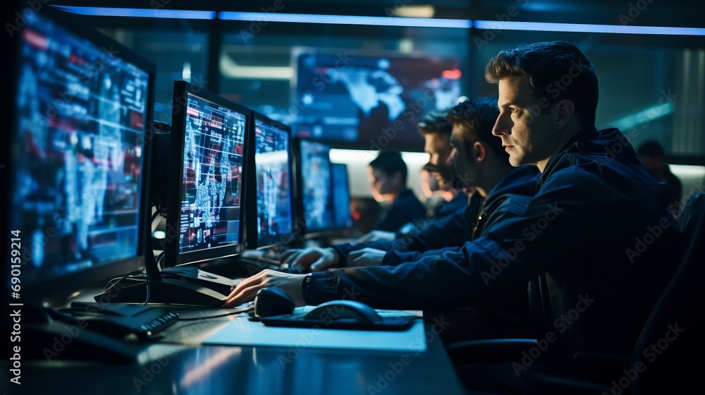 Cybersecurity Team Monitoring Security Operations Center (SOC) Cybersecurity Team Monitoring Security Operations Center (SOC)