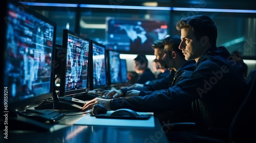 Cybersecurity Team Monitoring Security Operations Center (SOC) photo