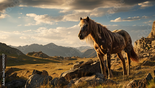Recreation of a wild horse on the prairie