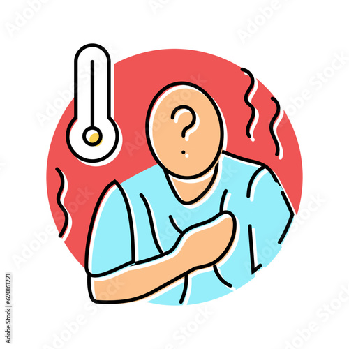 chronic fever no known cause disease symptom color icon vector. chronic fever no known cause disease symptom sign. isolated symbol illustration