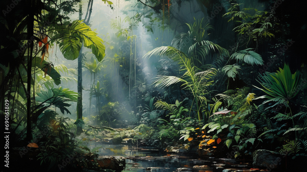 A lush tropical rainforest A lush tropical rainforest