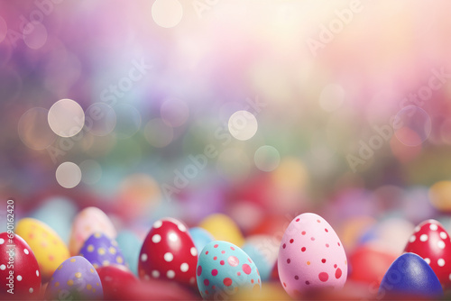 Colorful Easter Egg background with Copy space, AI Generative
