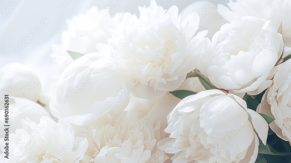 Bouquet of stylish peonies close-up. White peony flowers. Close-up of flower petals. Floral greeting card or wallpaper. Delicate abstract floral pastel background. Greeting card. Generated AI Bouquet of stylish peonies close-up. White peony flowers. Close-up of flower petals. Floral greeting card or wallpaper. Delicate abstract floral pastel background. Greeting card. Generated AI