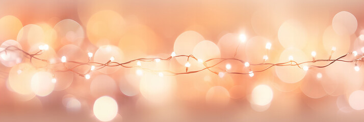 Wandcirkels Pantone 2024 Peach Fuzz Kerstlichtjes met warme bokeh gloed  © World of AI