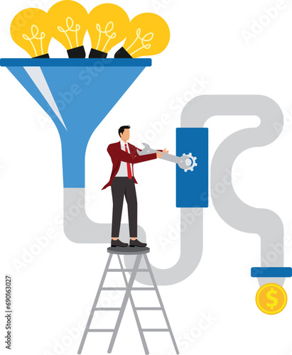 Idea light bulb to businessman, Financial Intelligence, Businessman