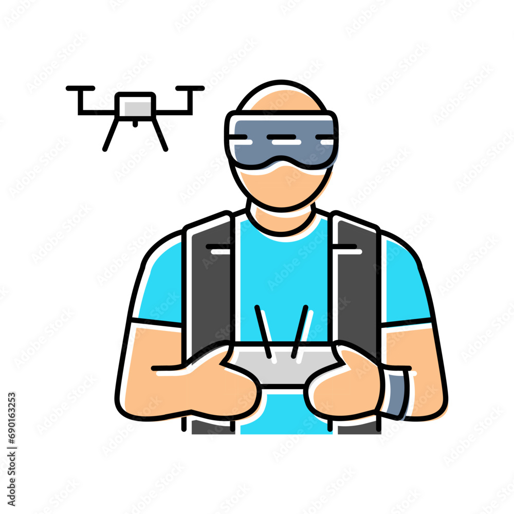 drone pilot drone color icon vector. drone pilot drone sign. isolated symbol illustration