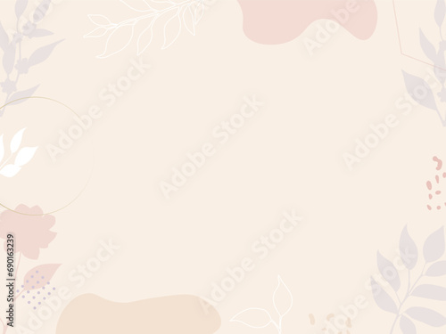 abstract template with plants and flowers, bauhaus, floral background with geometric shapes