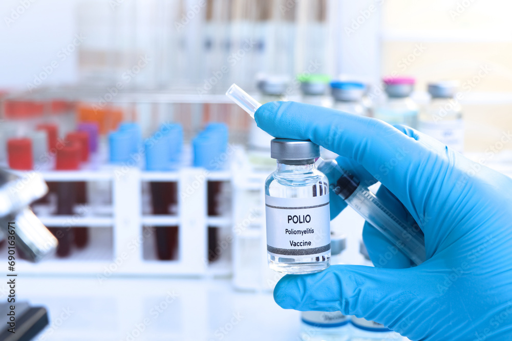 POLIO vaccine in a vial, immunization and treatment of infection POLIO vaccine in a vial, immunization and treatment of infection