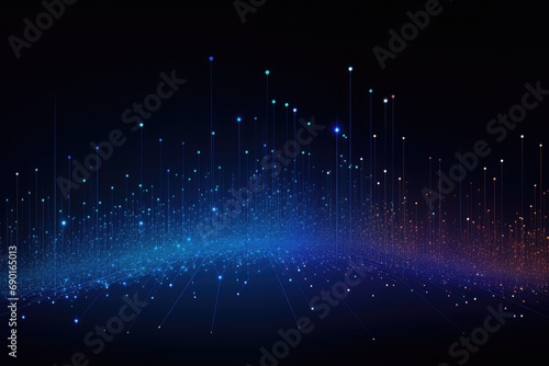 Abstract technology background with glowing lines and particles. Vector Illustration, Abstract digital dot line particle data background, AI Generated