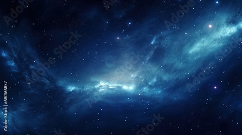 An outer space background with stars, planets, and galaxies.