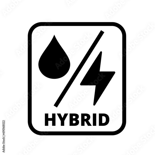 Hybrid Icon. Hybrid Vehicle Sign. Power Information Sign. Plug-in Hybrid Electric Vehicles. Multi Energy System. Eco Friendly Vector Illustration