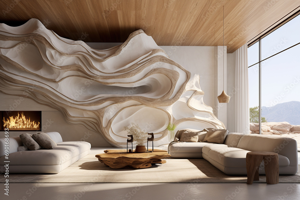 A closer look at Textured Apartment Interiors With Fireplaces