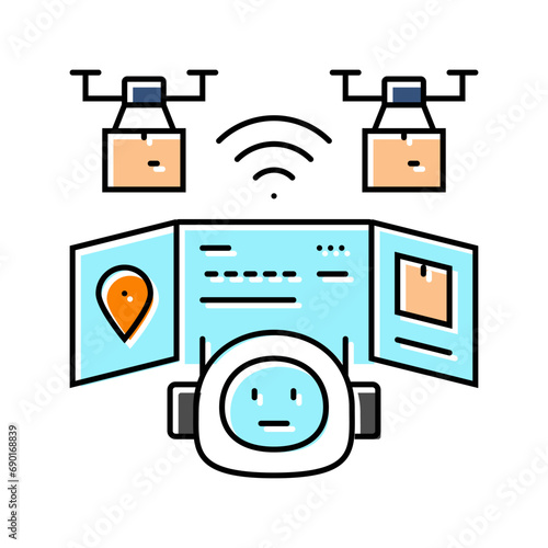 Wallpaper Mural remote monitoring autonomous delivery color icon vector. remote monitoring autonomous delivery sign. isolated symbol illustration Torontodigital.ca