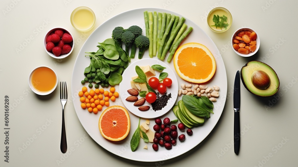 Healthy Food on A Plate. Diet, Dieting, Healthy Life Concept
Healthy Food on A Plate. Diet, Dieting, Healthy Life Concept