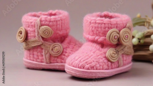 pink baby woolen boot
