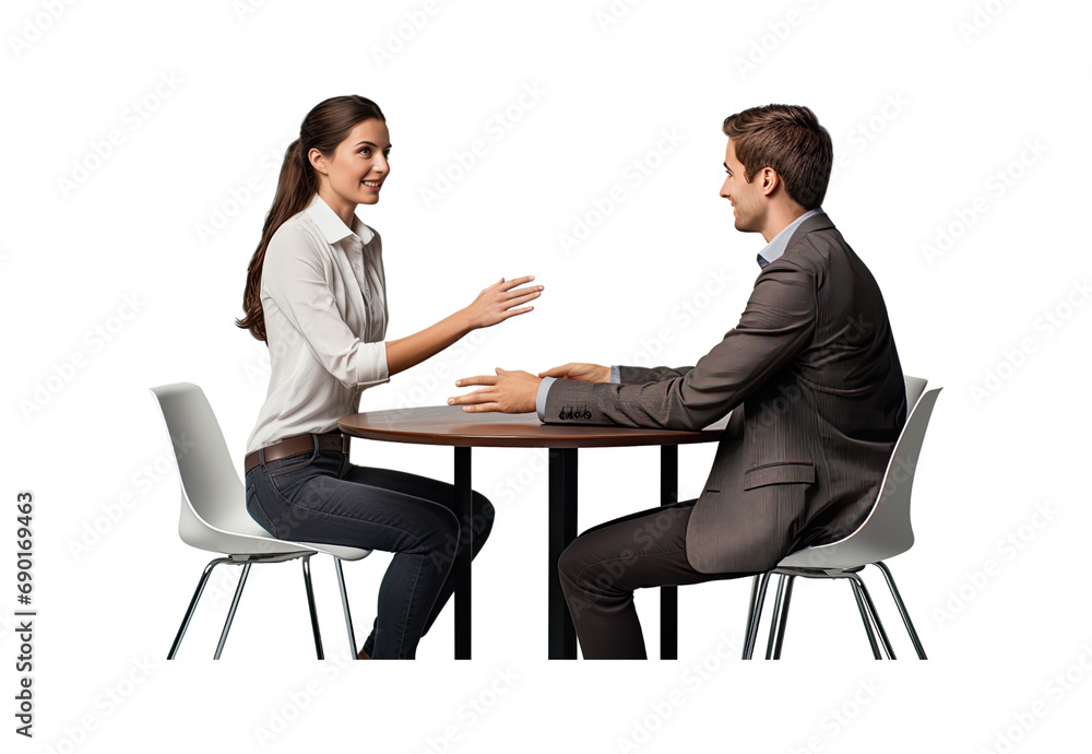 Obraz premium Smiling_female_executive_making_successful_deal