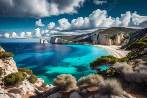 landscape of the gulf of capo caccia in a sunny and cloudy day - sardinia