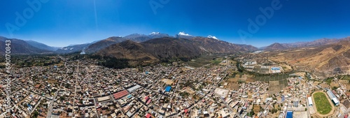 Aerial view of the town of Caraz, in the Ancash region. photo